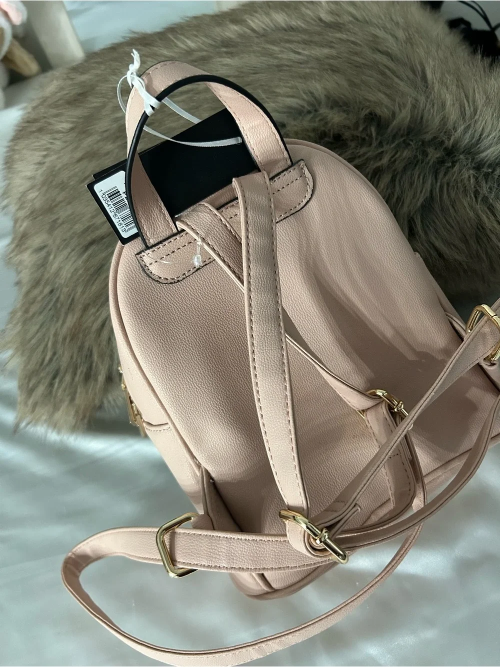 Mini Backpack with Bee Accent - Blush